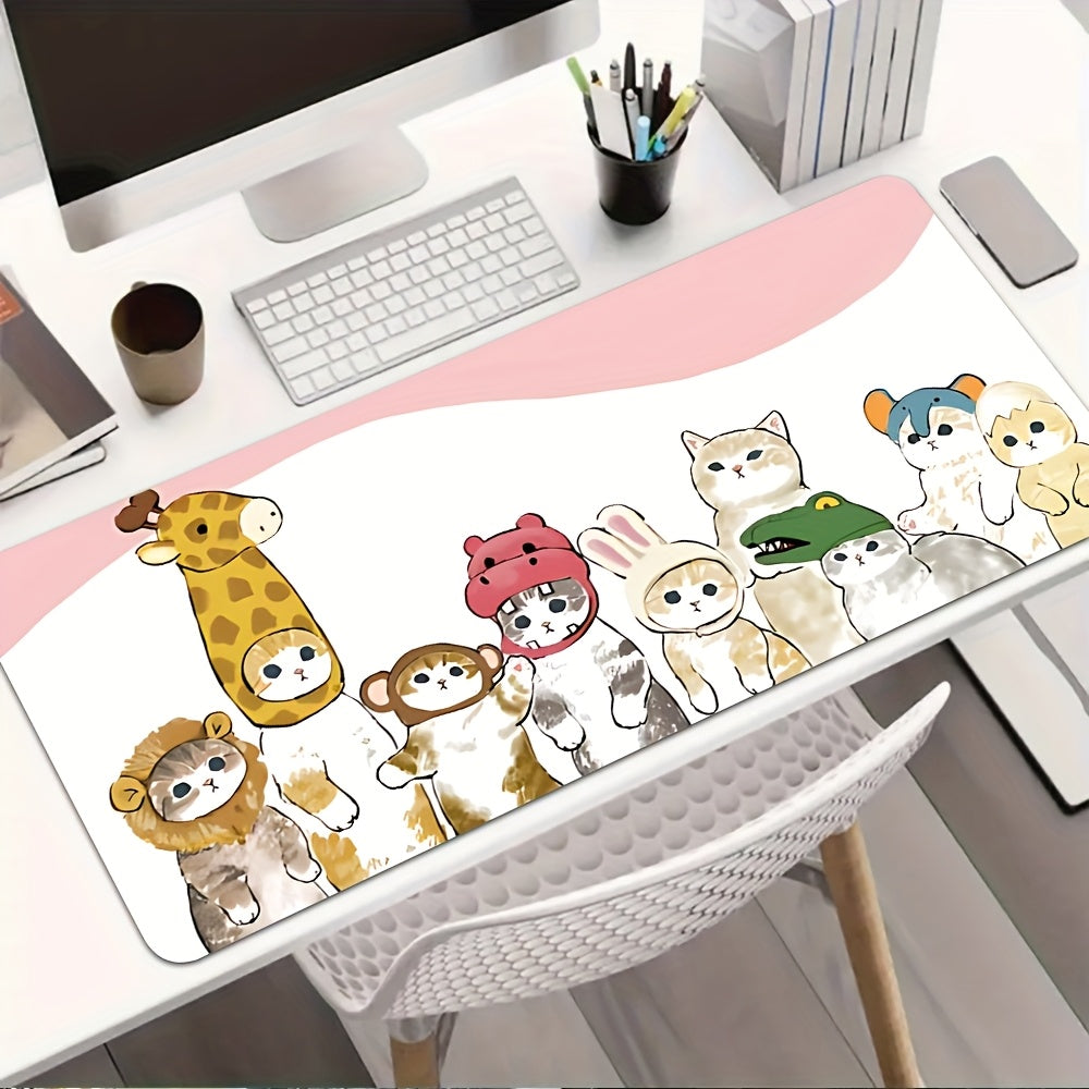 1pc Cute Kawaii Cartoon Animal Design Gaming Mouse Pad & Desk Mat - Non-Slip Rubber Base