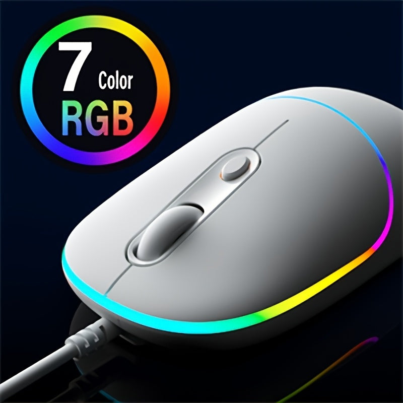 Ultra Quiet Wired Mouse Plug and Play 6400 DPI with RGB Backlight Office Mouse Perfect for PC and Laptop