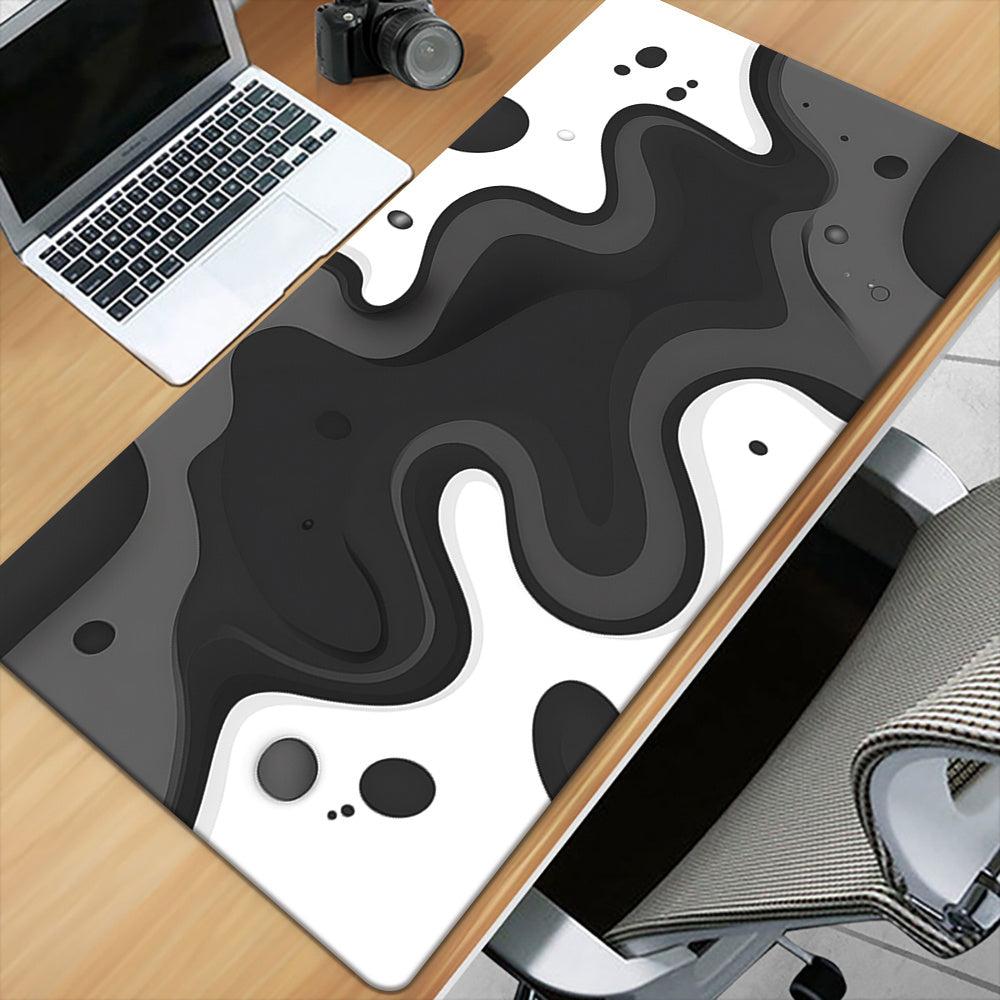 1pc Elegant Black & White Marble Pattern Rubber Mouse Mat - Ideal for Gaming & Office Use