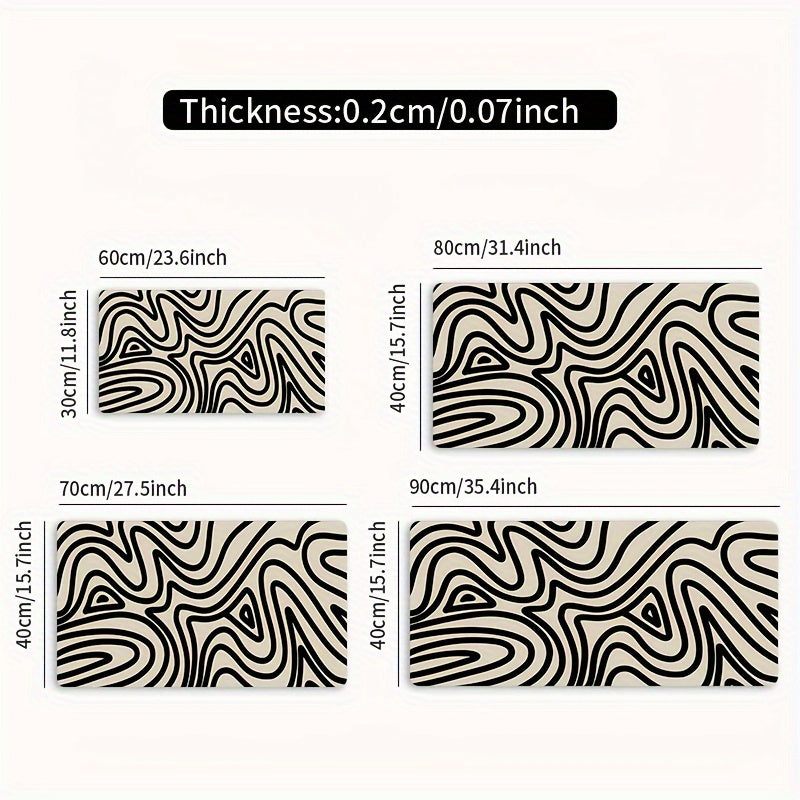 Large HD Abstract Line Art Gaming Mouse Pad - Non-Slip Rubber Base Rectangular Desk Mat