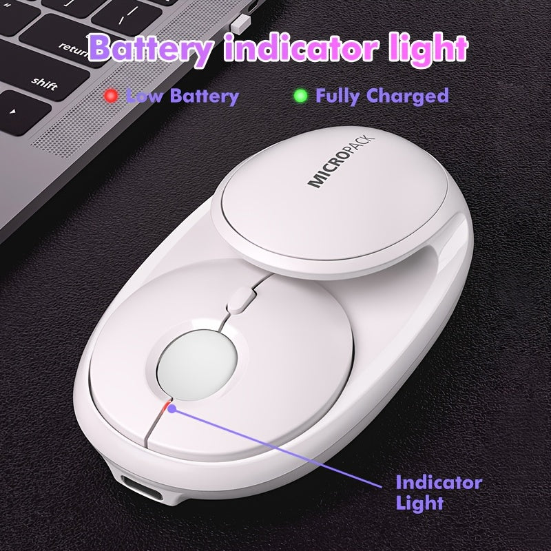 Rechargeable Wireless Mouse 2.4G\u002FBT Dual Mode, 2.4GHz Portable Cordless Mice PC, Laptop