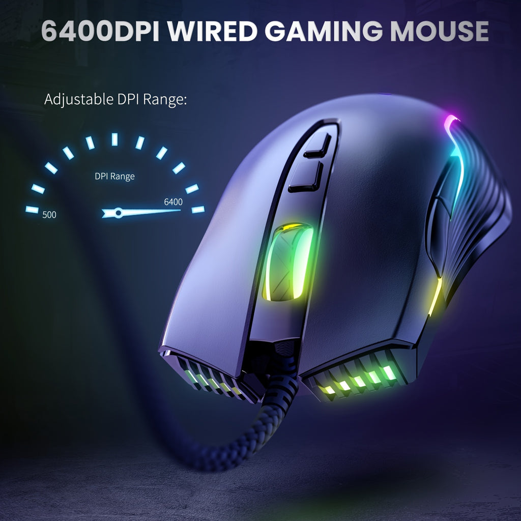 ONIKUMA CW905 Wired Mouse with Silent Operation, Designed for Gaming And Esports, Featuring Mechanical Keys, RGB Lighting, And a Heavy USB Connection for Computers And Laptops.