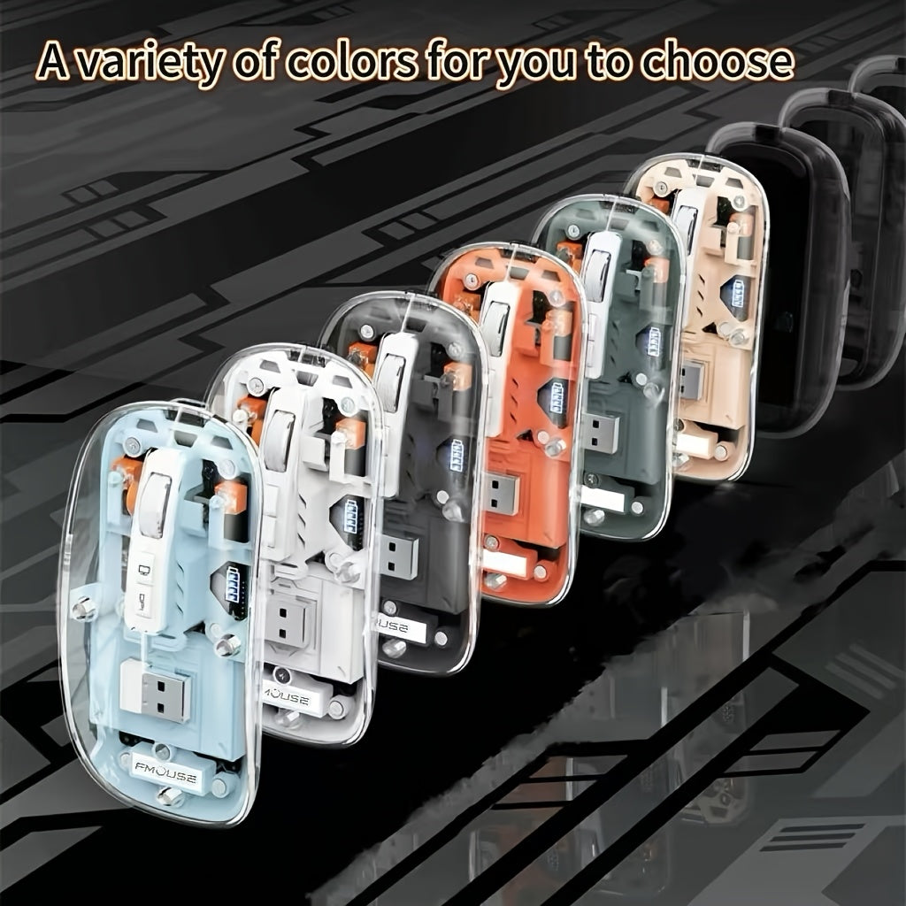 A transparent wireless Wireless mouse with real-time four-speed power display, USB charging